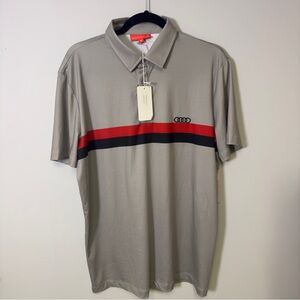 NWT Audi Sport Polo Shirt Gray, Size M Performance Golf, MSRP $121.95